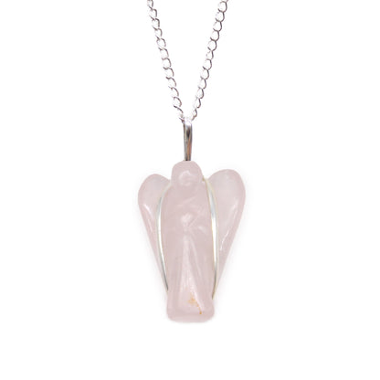 Colgante de ángel de la guarda con piedras preciosas - Cuarzo rosa